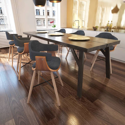 Dining Chairs 6 pcs Dark Grey Bent Wood and Fabric - 53×45×76cm