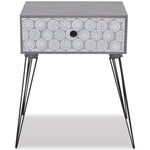 Nightstand with 1 Drawer Rectangular Grey