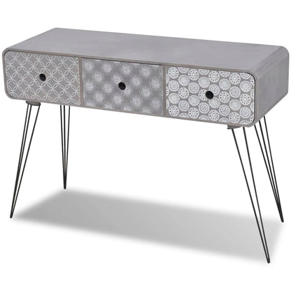 Console Table with 3 Drawers Grey