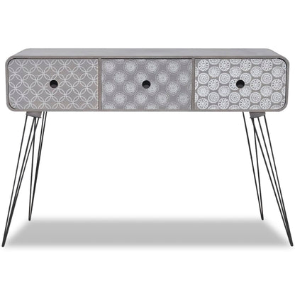 Console Table with 3 Drawers Grey