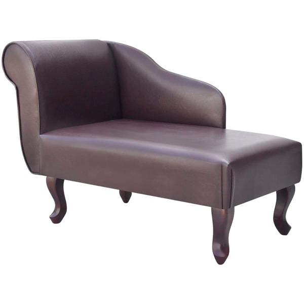  Chaise Longue Brown Faux Leather