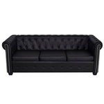 Chesterfield 3-Seater Artificial Leather Black