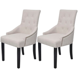 Dining Chairs 2 pcs Cream Fabric
