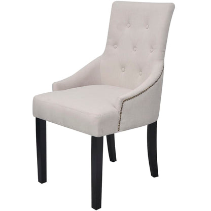 Dining Chairs 2 pcs Cream Fabric