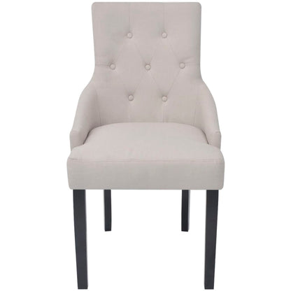 Dining Chairs 2 pcs Cream Fabric