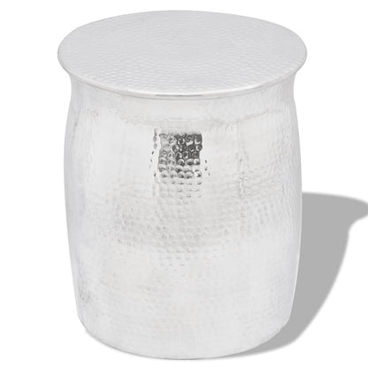 Hammered Aluminium Stool/Side Table Silver - 36×42cm