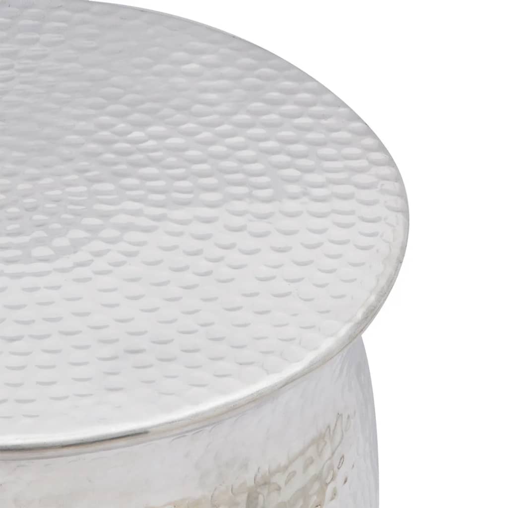 Hammered Aluminium Stool/Side Table Silver - 36×42cm