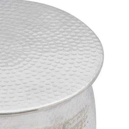 Hammered Aluminium Stool/Side Table Silver - 36×42cm