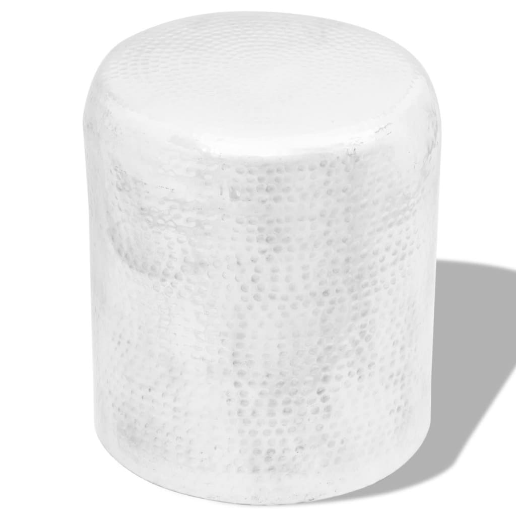 Hammered Aluminium Stool/Side Table Silver - 36×47cm