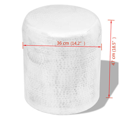 Hammered Aluminium Stool/Side Table Silver - 36×47cm