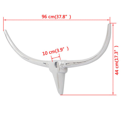 Wall Mounted Aluminium BullÃ¢â‚¬â„¢s Head Decoration Silver 96 cm