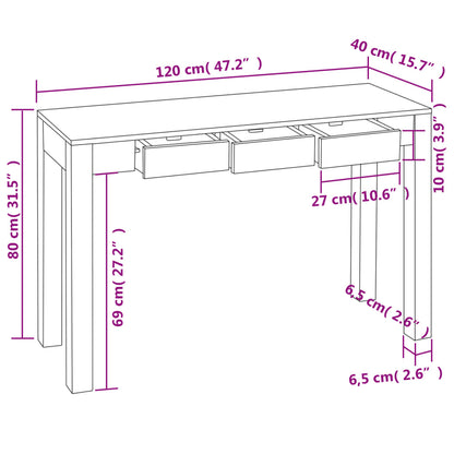 Console Table with 3 Drawers 80 cm Solid Sheesham Wood