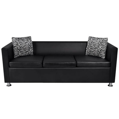 Sofa Set Artificial Leather 3-Seater 2-Seater Armchair Black