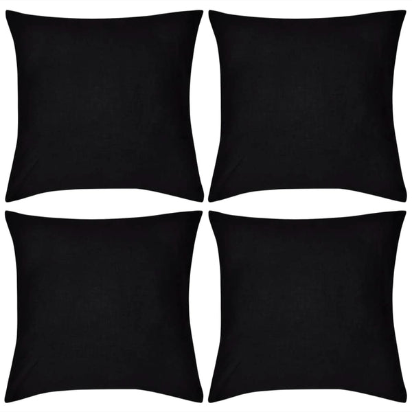  4 Cushion Covers Cotton(Black)