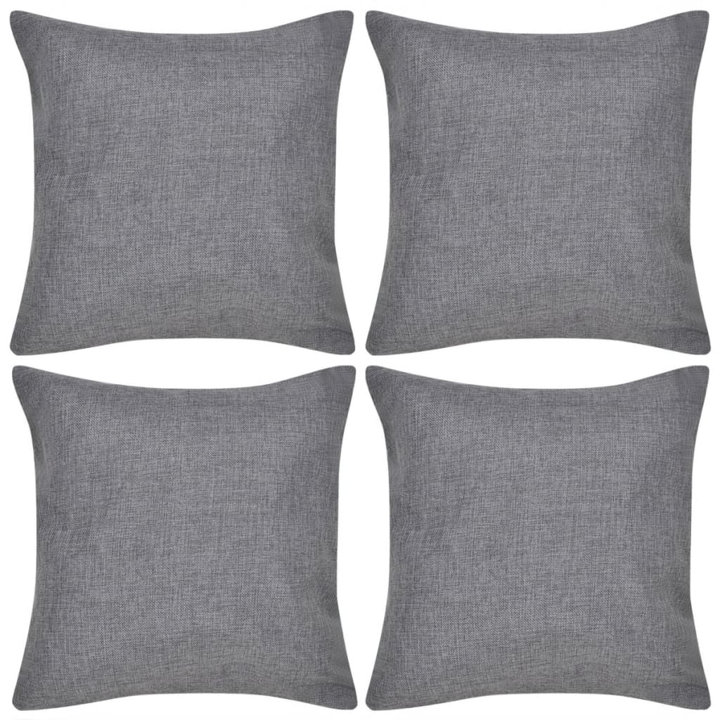 4 Cushion Covers Linen-look Anthracite