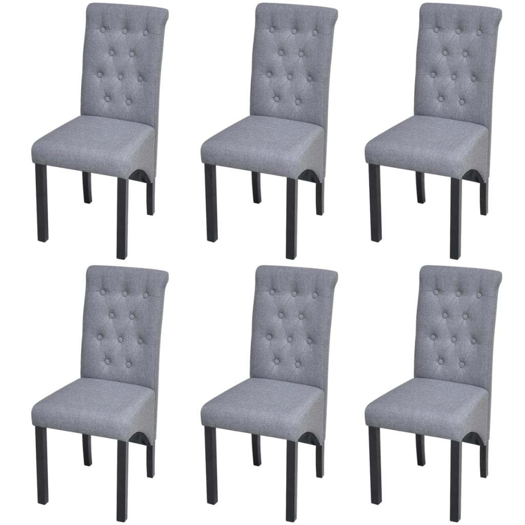 Dining Chairs 6 pcs Light Grey Fabric - 42×57×95cm