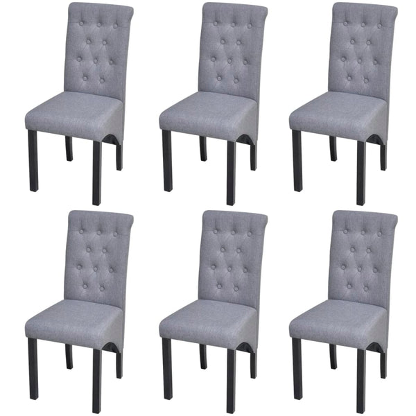  Dining Chairs 6 pcs Light Grey Fabric