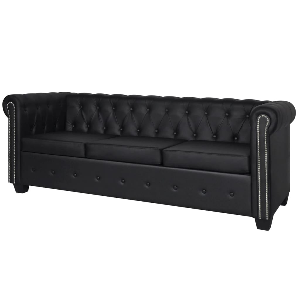 Chesterfield 2-Seater and 3-Seater Artificial Leather Black