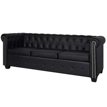 Chesterfield 2-Seater and 3-Seater Artificial Leather Black