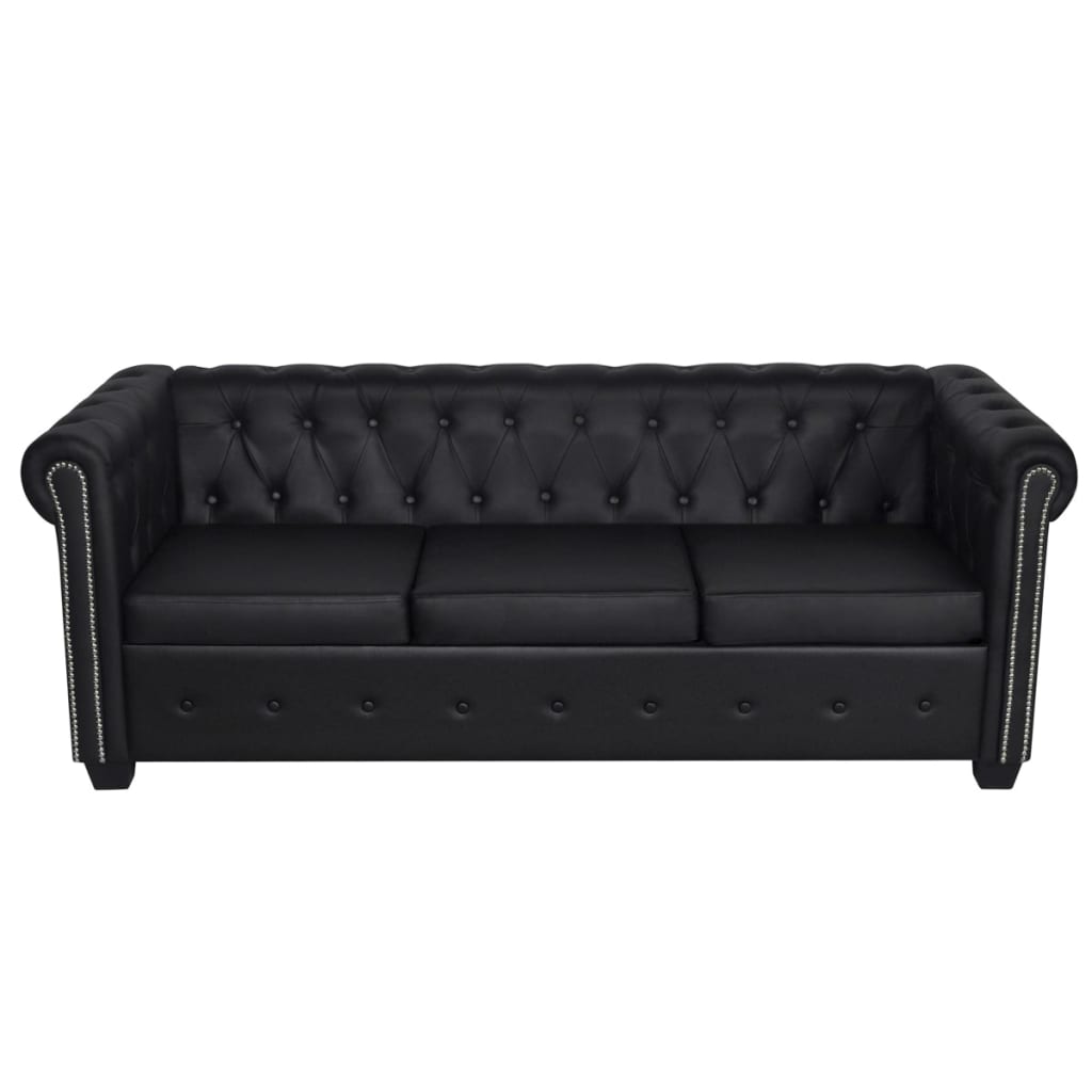 Chesterfield 2-Seater and 3-Seater Artificial Leather Black