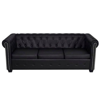 Chesterfield 2-Seater and 3-Seater Artificial Leather Black