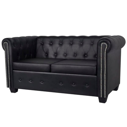 Chesterfield 2-Seater and 3-Seater Artificial Leather Black