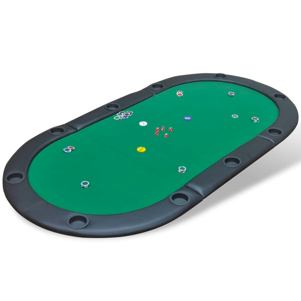  10-Player Foldable Poker Tabletop Green