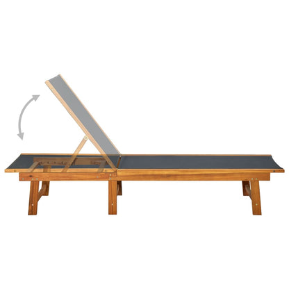 Sun Lounger Solid Acacia Wood - 200×66×34cm