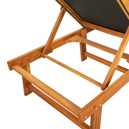 Sun Lounger Solid Acacia Wood - 200×66×34cm