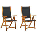 Folding Garden Chairs 2 pcs Solid Acacia Wood and Textilene
