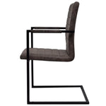 Cantilever Dining Chairs 4 pcs Brown Leather