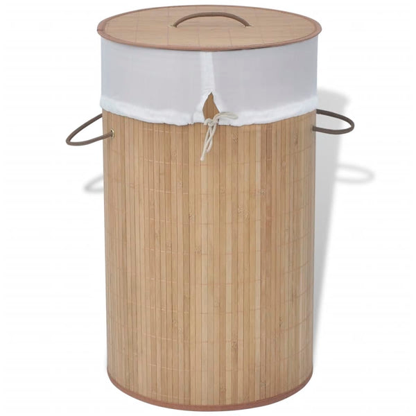  Bamboo Laundry Bin Round Natural