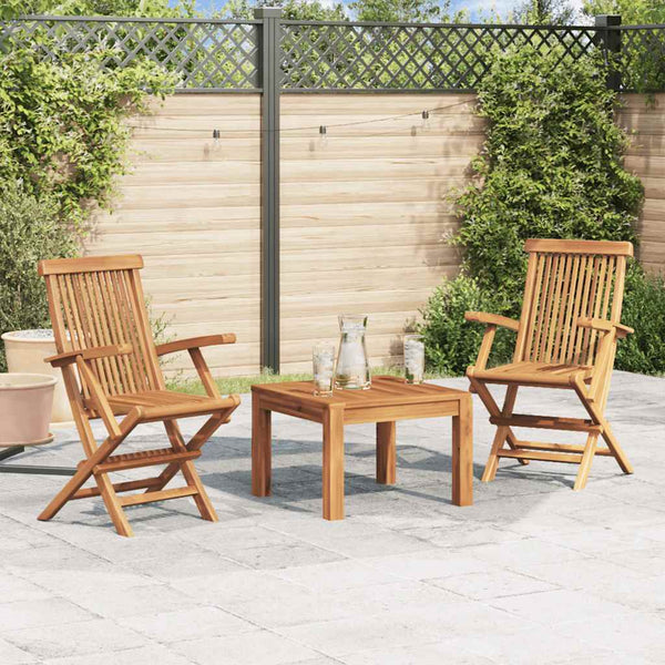  Folding Garden Chairs 2 pcs Solid Teak Wood