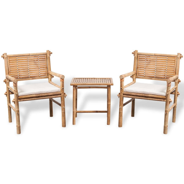  3 Piece Bistro Set with Cushions Bamboo