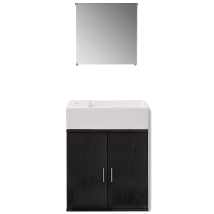 Three Piece Bathroom Furniture and Basin Set Black - 48×25×48cm