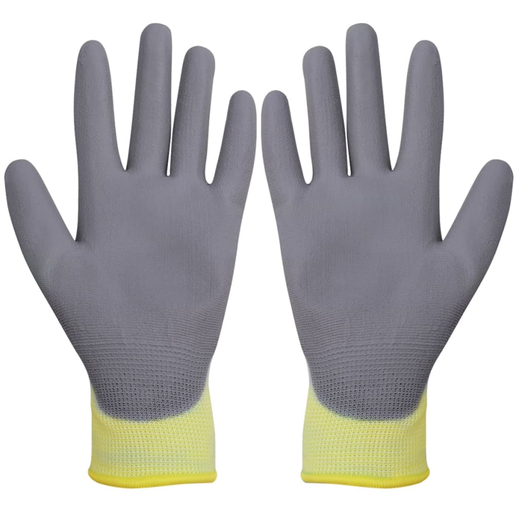 Work Gloves PU  Pairs White and Grey Size XL