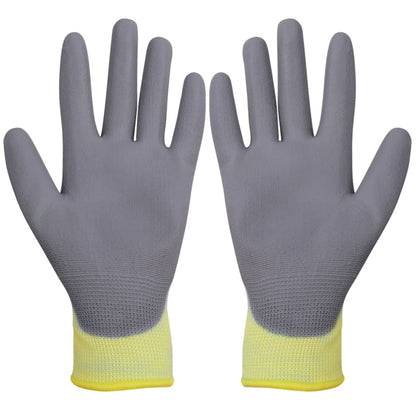 Work Gloves PU  Pairs White and Grey Size XL