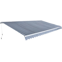 Folding Awning Manual-Operated 600 cm Blue and White