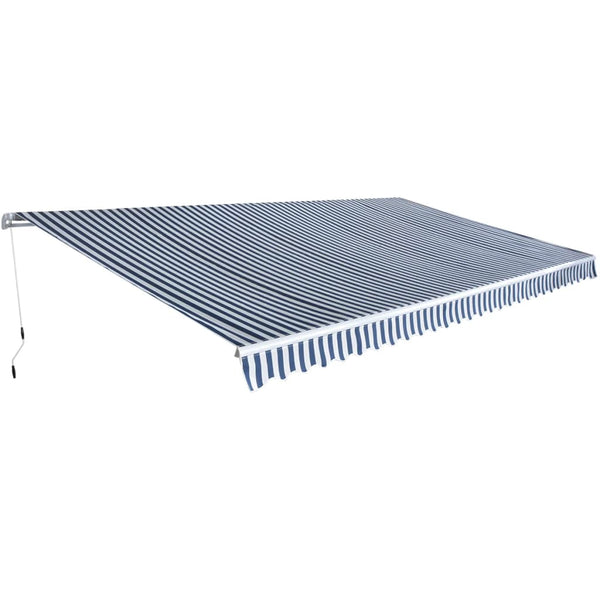  Folding Awning Manual-Operated 600 cm Blue and White