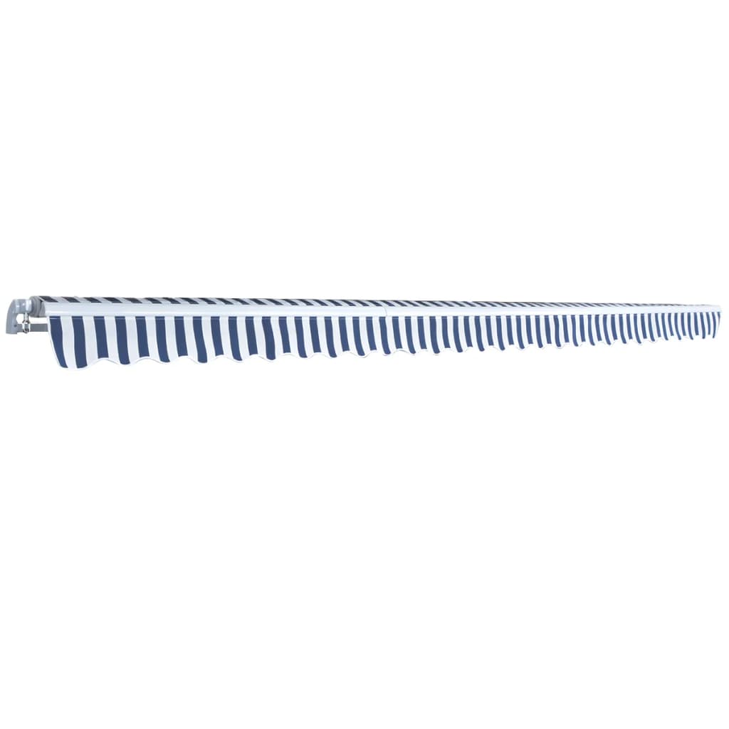 Folding Awning Manual-Operated 600 cm Blue and White