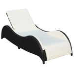 Sun Lounger with Cushion Poly Rattan Black