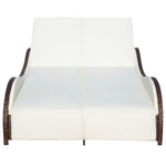 Double Sun Lounger with Cushion Poly Rattan Brown