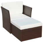 Garden Chair with Stool Poly Rattan Brown