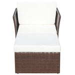 Garden Chair with Stool Poly Rattan Brown