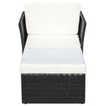 Garden Chair with Stool Poly Rattan Black