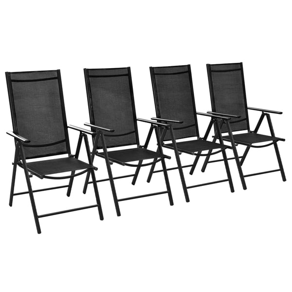  Folding Garden Chairs 4 pcs Aluminium and Textilene