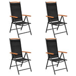 Folding Garden Chairs 4 pcs Aluminium and Textilene Black