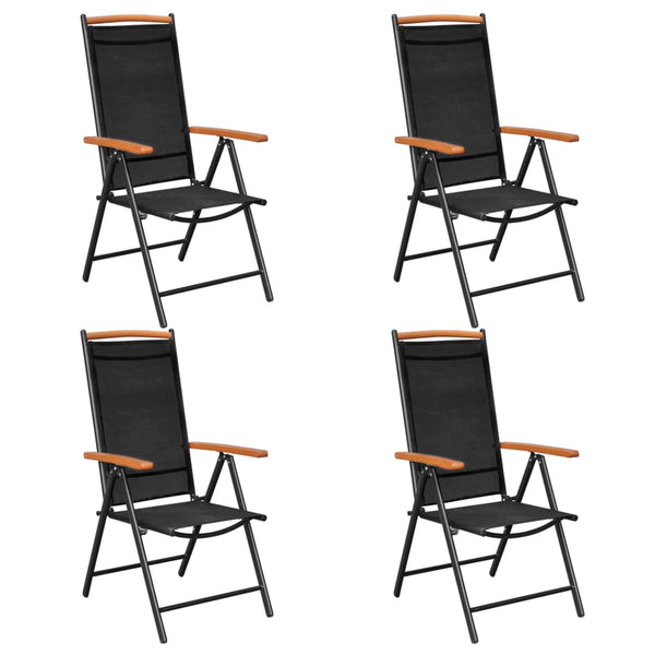  Folding Garden Chairs 4 pcs Aluminium and Textilene Black