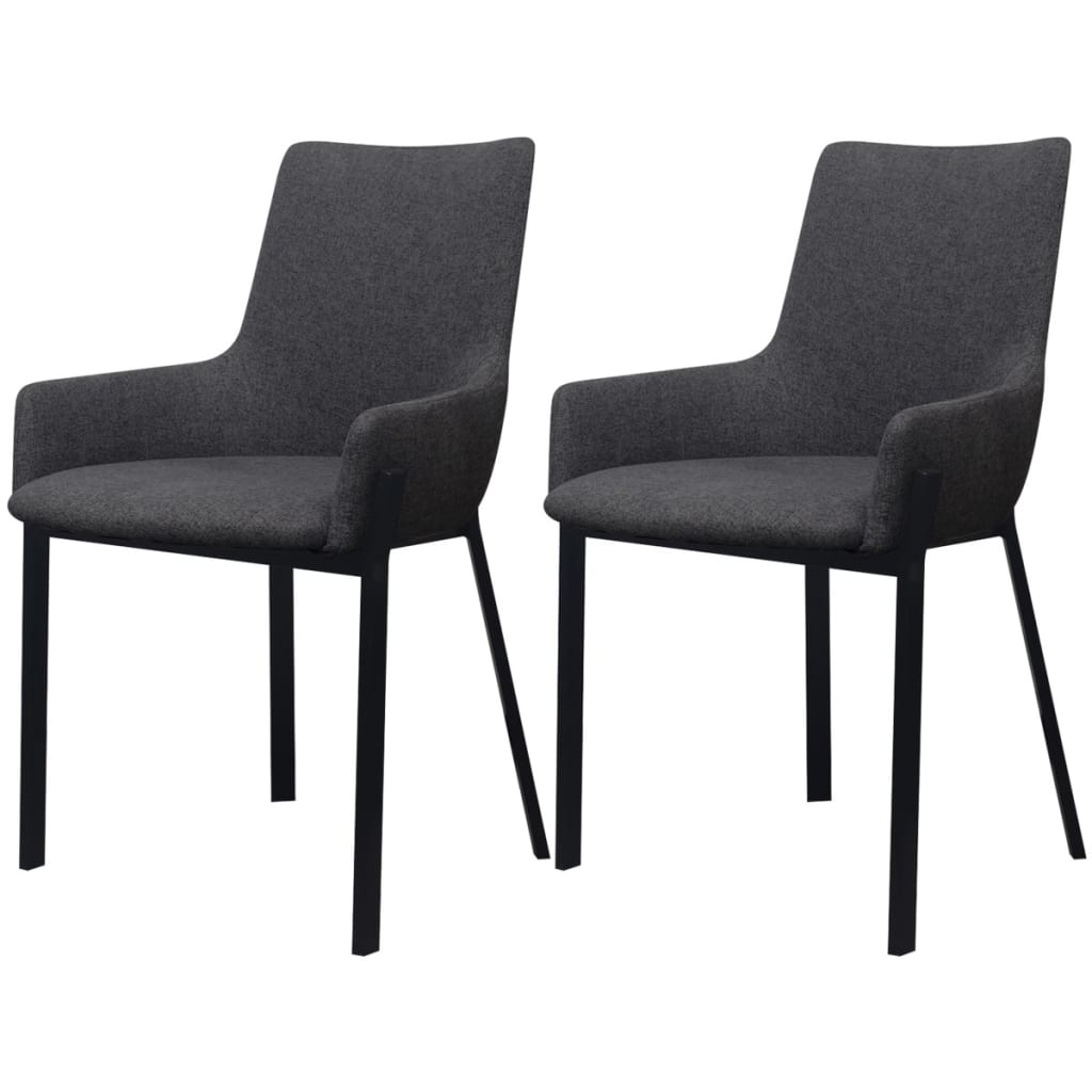Dining Chairs 2 pcs Dark Grey Fabric - 53×59×81.5cm