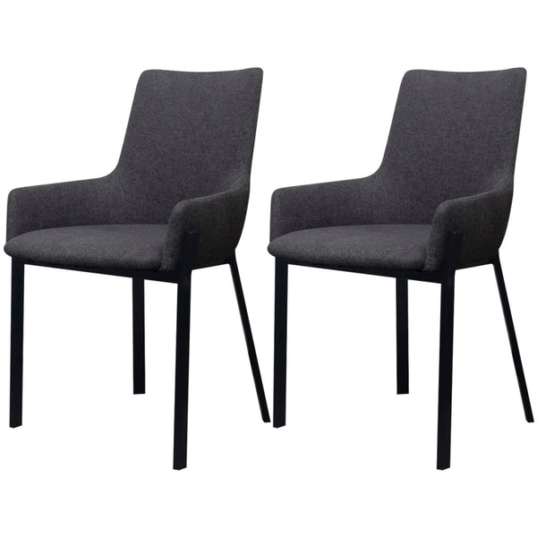 Dining Chairs 2 pcs Dark Grey Fabric